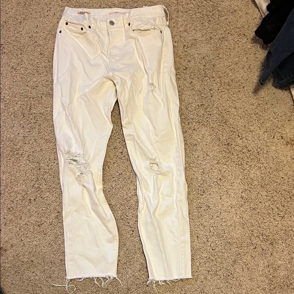 Levi's Women's White Distressed Jeans